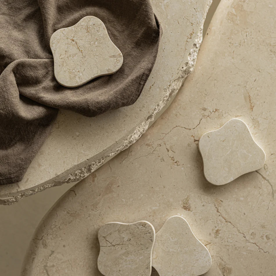 Natural White Stone Coasters - Set of 4