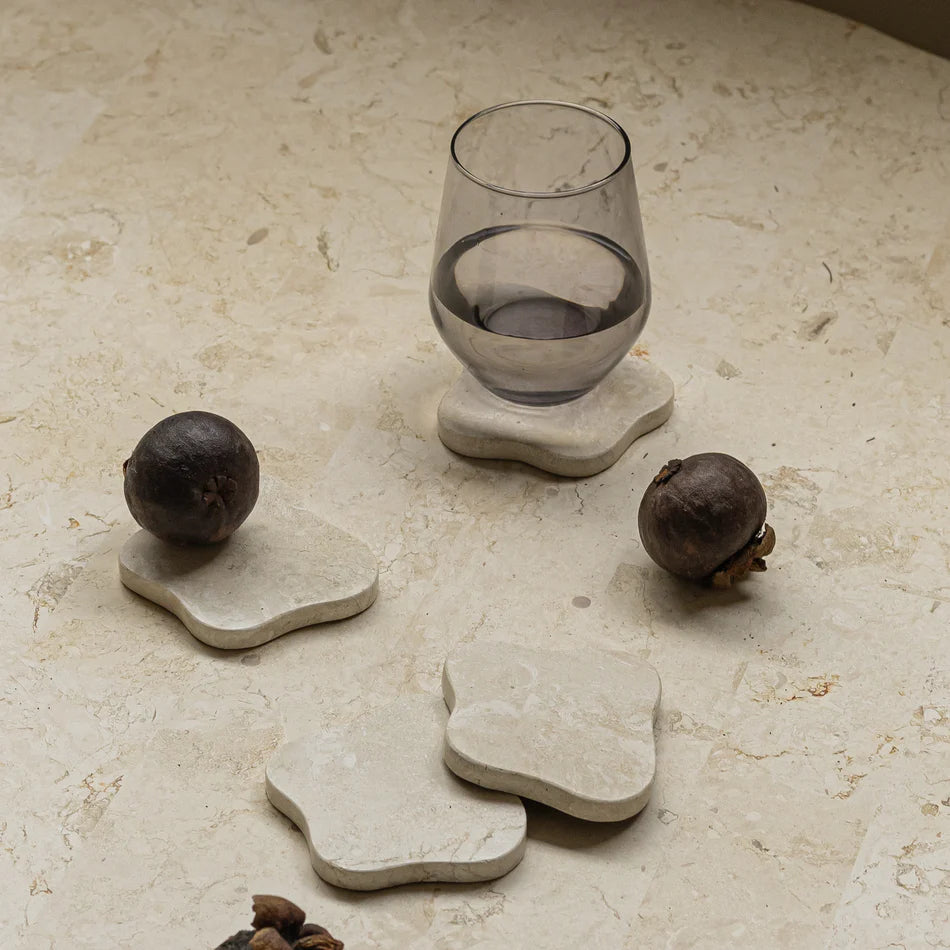 Natural White Stone Coasters - Set of 4