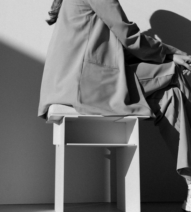 HYBRID STOOL / SIDE TABLE - OFF WHITE