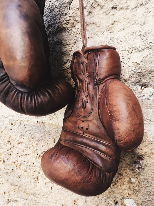 VINTAGE LEATHER BOXING GLOVES 1920 - Brown