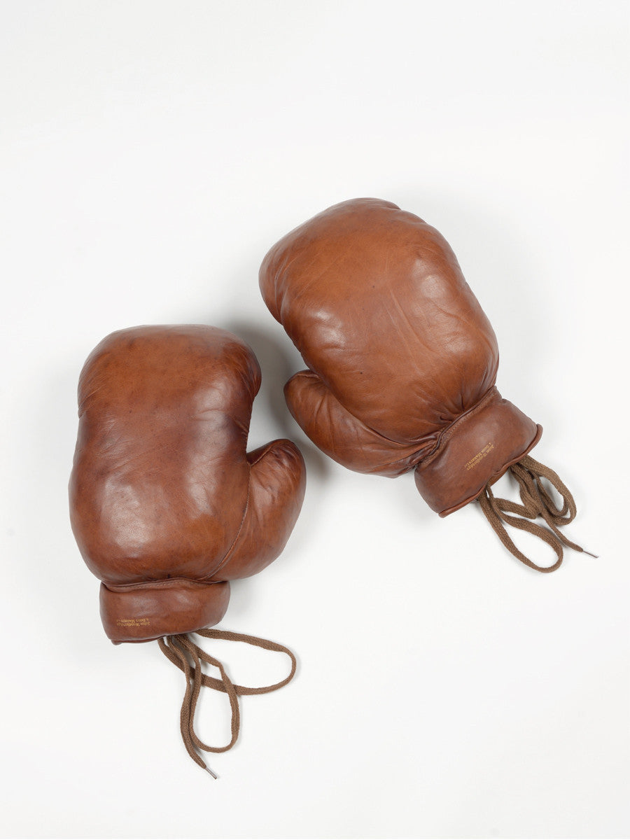 VINTAGE LEATHER BOXING GLOVES 1920 - Cognac