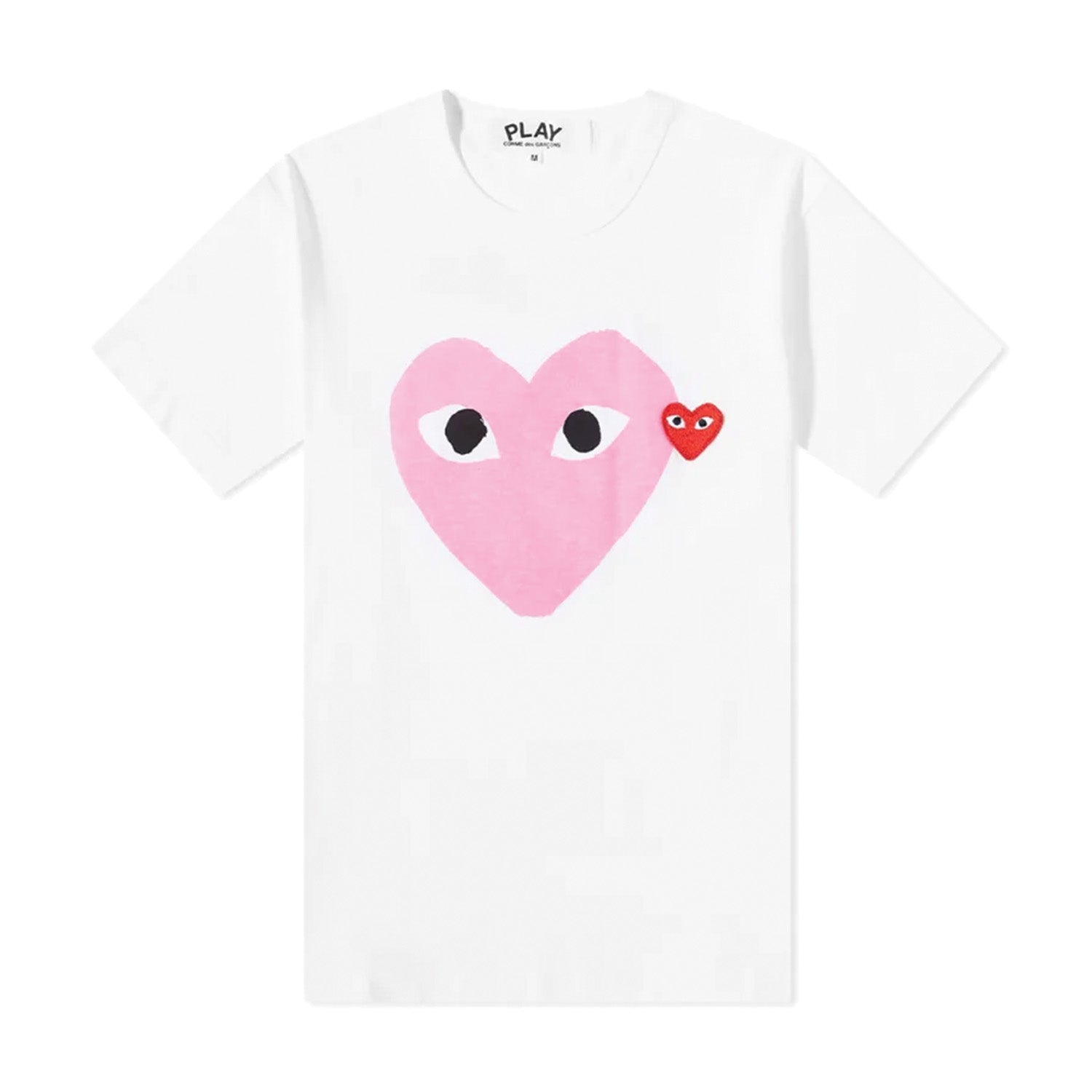Comme des Garcons Play Red Heart Colour Heart T-Shirt White & Pink