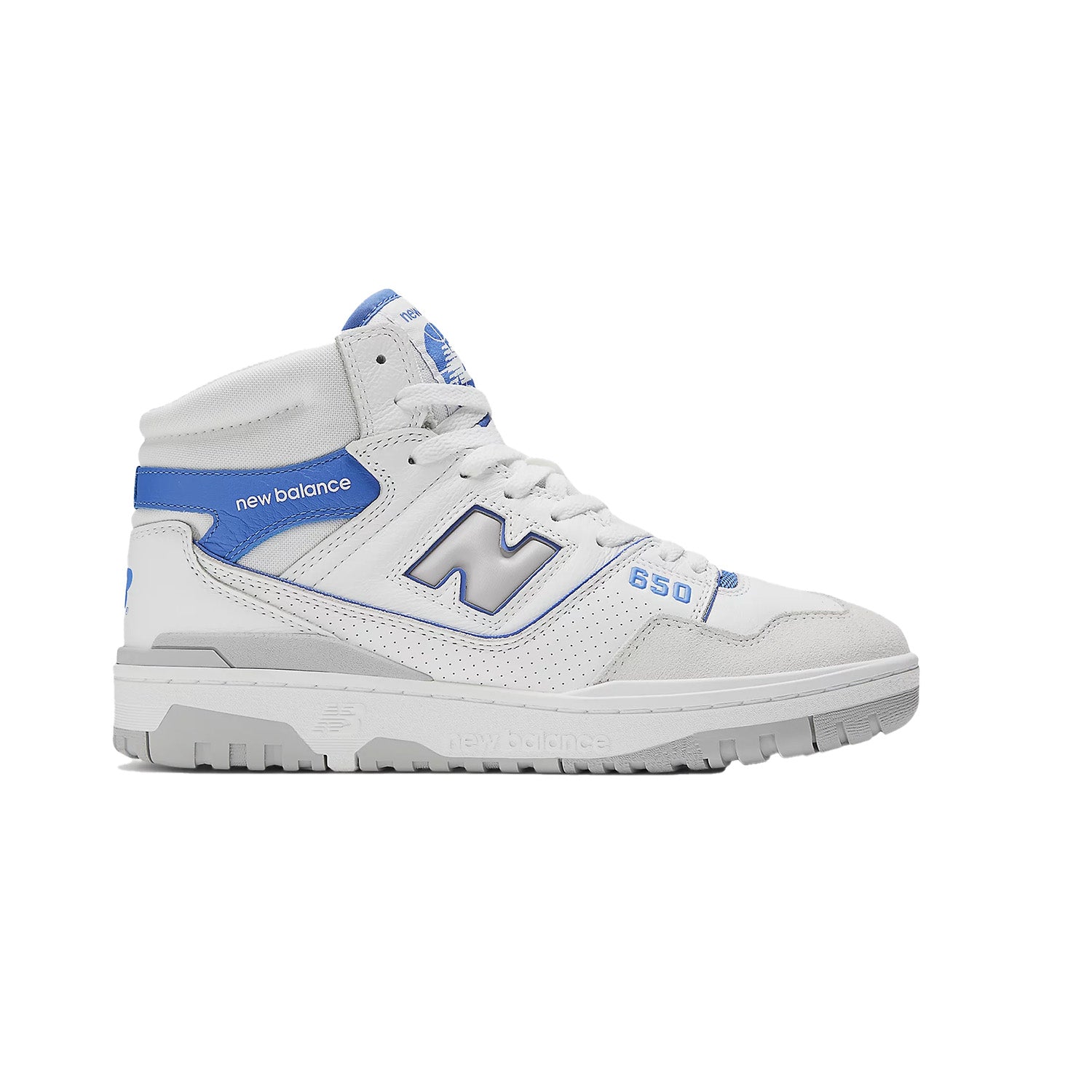 New Balance 650 White with marine blue and angora