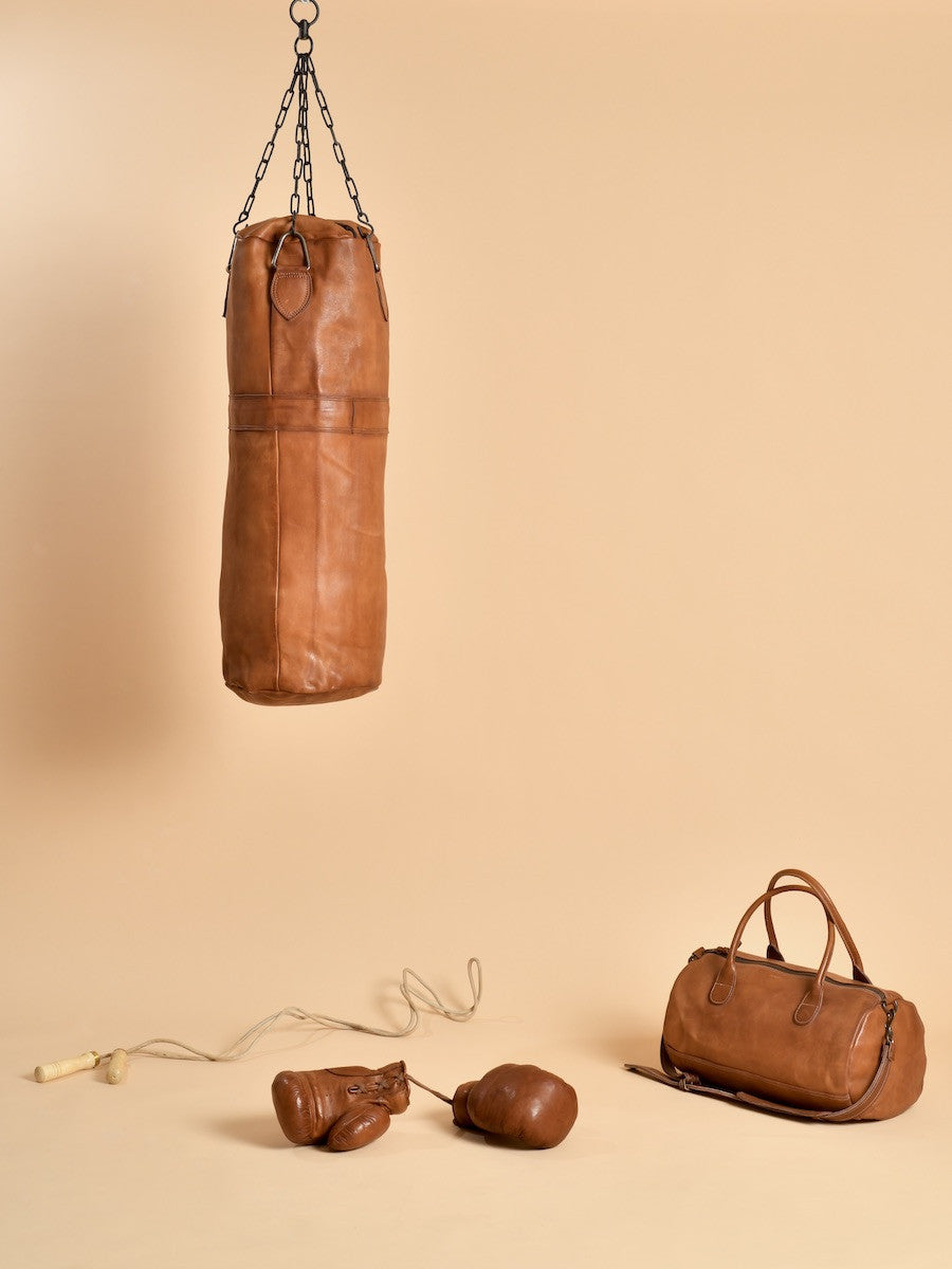 VINTAGE LEATHER PUNCHING BAG 1920 - Cognac