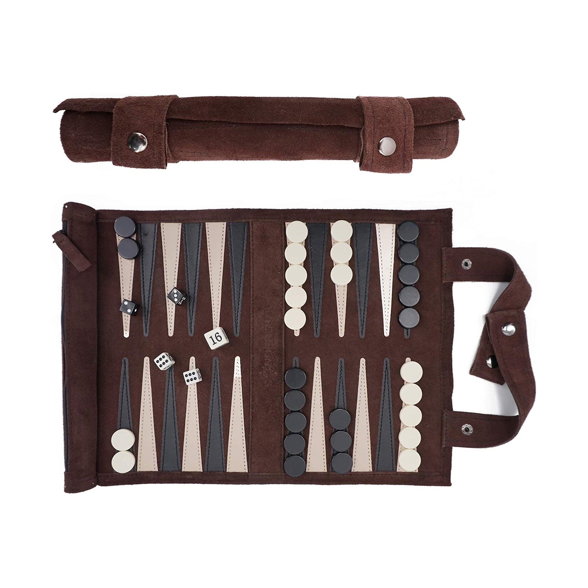 Sondergut Roll-Up Travel Backgammon Game - Mocha