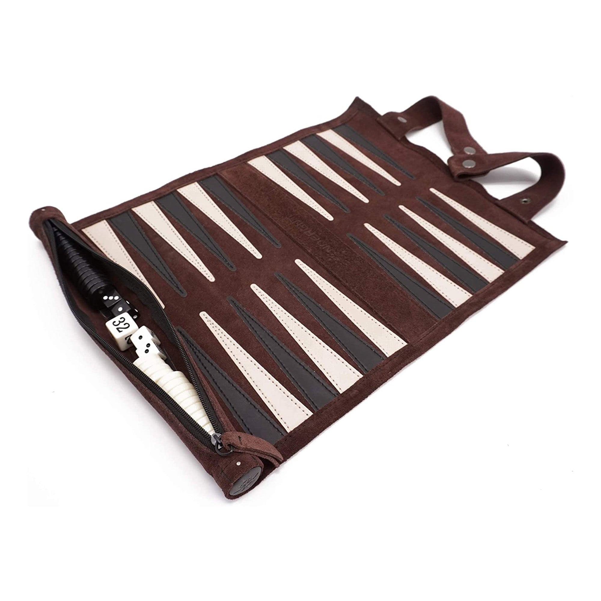 Sondergut Roll-Up Travel Backgammon Game - Mocha