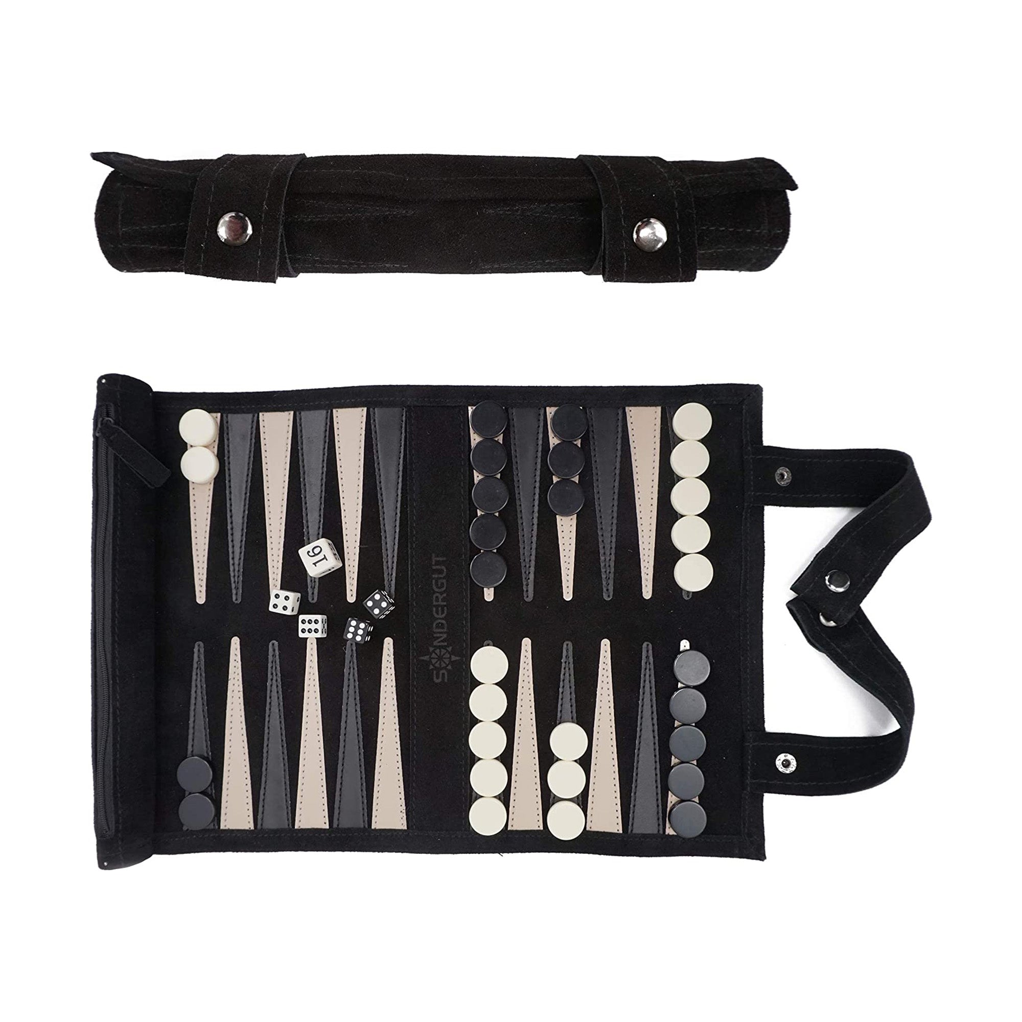 Sondergut Roll-Up Travel Backgammon Game - Black